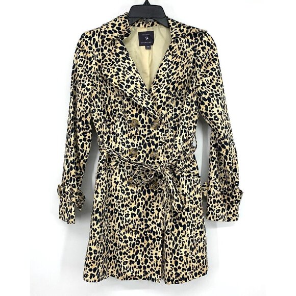 Forever 21 Trench Coat Leopard Double Breasted Belted Lined - Picture 2 of 10